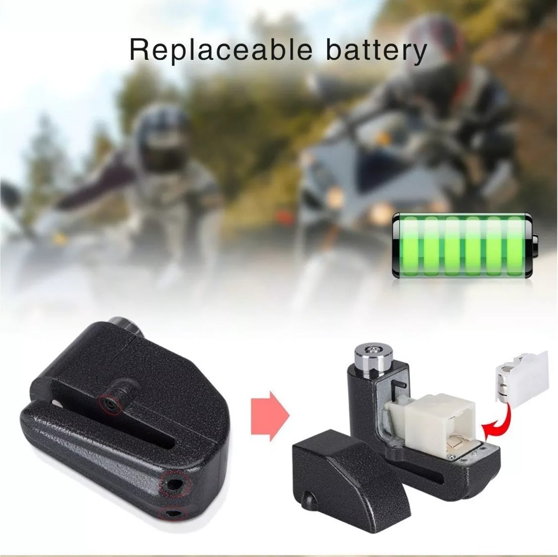 CANDADOS PARA MOTOS CON ALARMA BICICLETAS BICIMOTO ANTI ROBO - 3