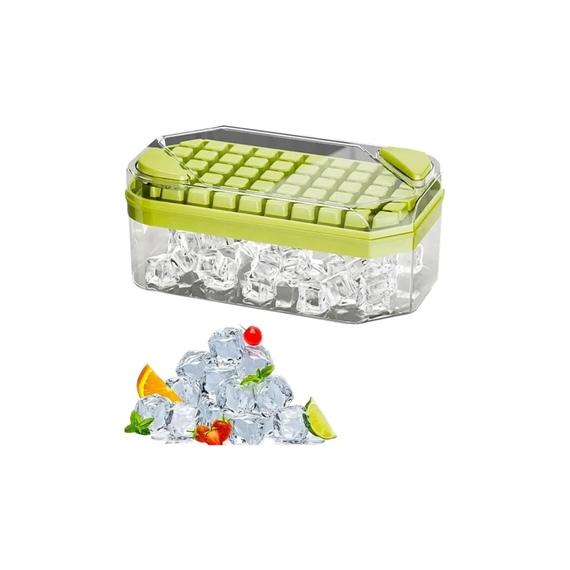 Bandeja Hielera Silicona Molde Para Cubos De Hielo 2 En 1 Verde - 1