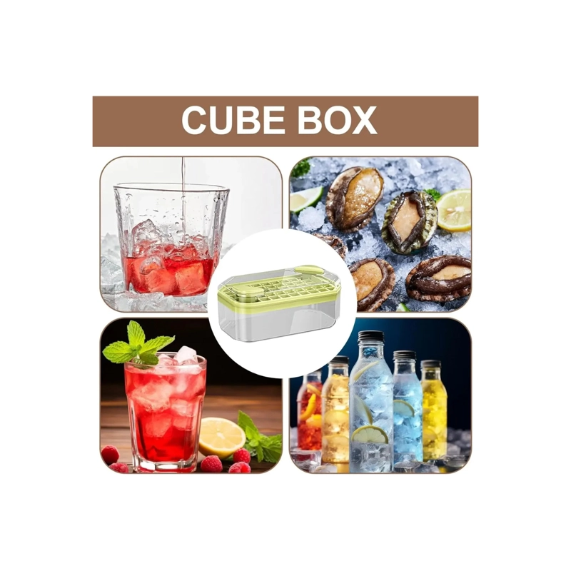 Bandeja Hielera Silicona Molde Para Cubos De Hielo 2 En 1 Verde - 3