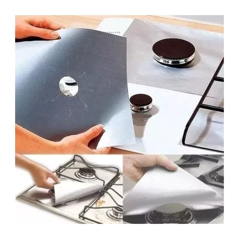 PACK 4 PAPEL ALUMINIO LAMINAS PROTECTOR COCINA ESTUFA FOGON - 2