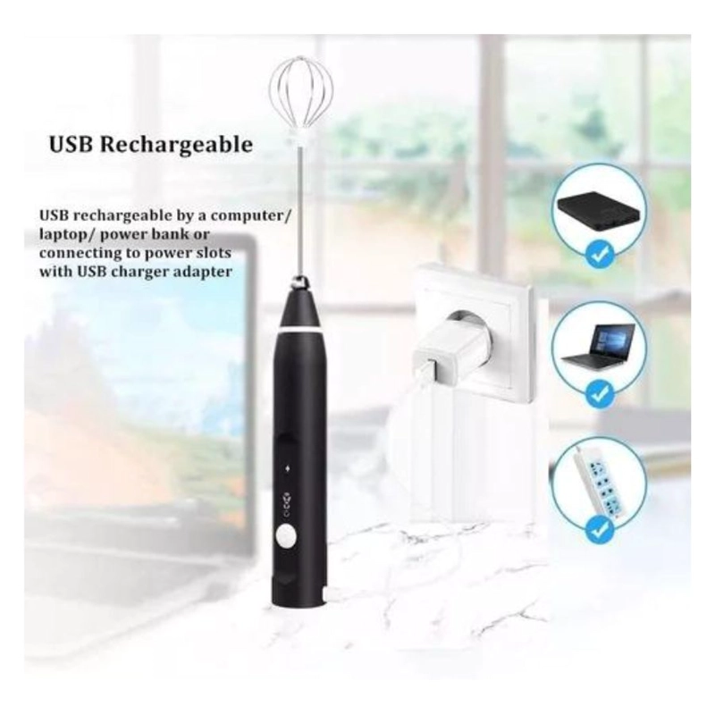 BATIDORA CLICK VENTAS MINI BATIDOR REVOLVEDOR CAFÉ ESPUMA LECHE RECARGABLE - 3