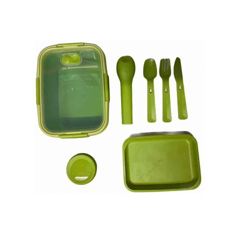 TAPER CONTENEDOR DE ALIMENTOS PLÁSTICO CUBIERTOS BOWL VERDE - 1