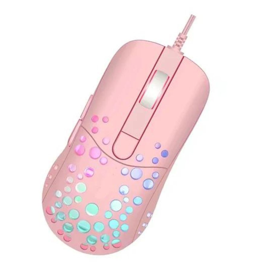 MOUSE CLICK VENTAS GAMER ROSADO CON LUCES LED - 2