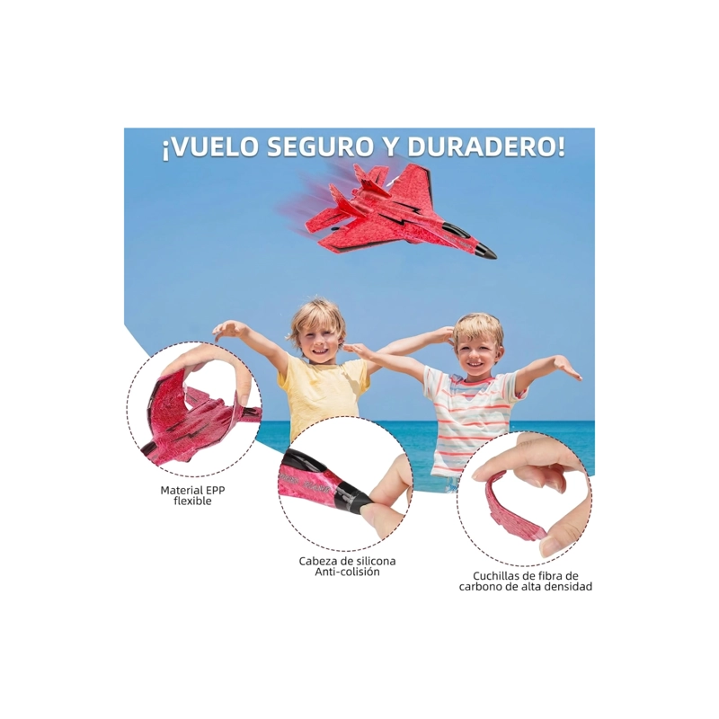 AVIÓN CLICK VENTAS ROJO PLANEADOR ACROBÁTICO TELEDIRIGIDO CONTROL REMOTO - 3
