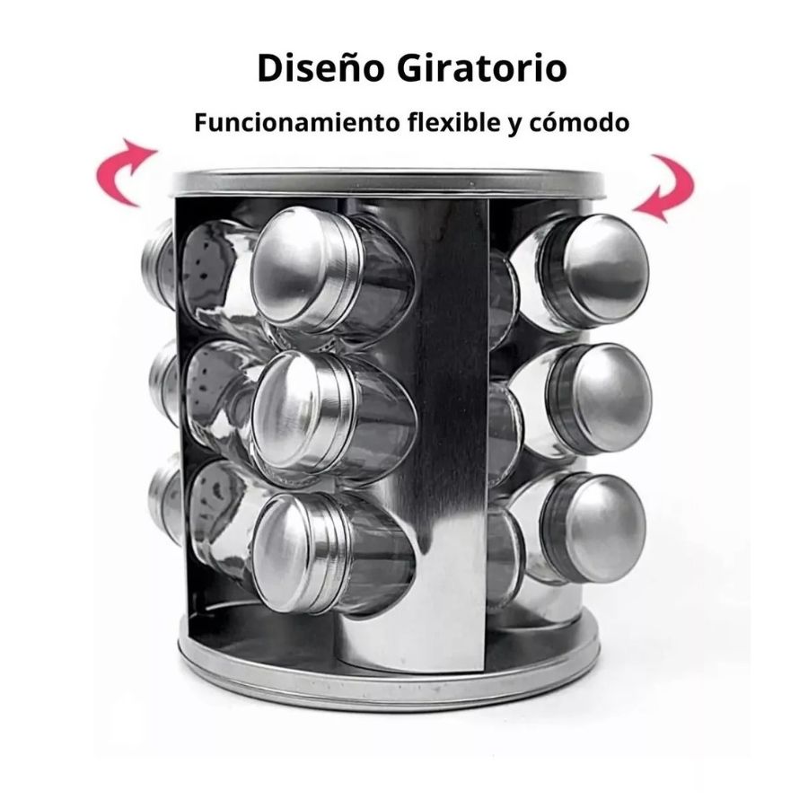 RACK CONDIMENTERO ESPECIERO GIRATORIO COCINA 12 PCS - 4