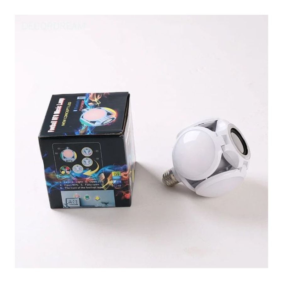 AMPOLLETA PARLANTE BLUETOOTH CLICK VENTAS 4 ASPAS CON LUCES LED Y CONTROL - 2