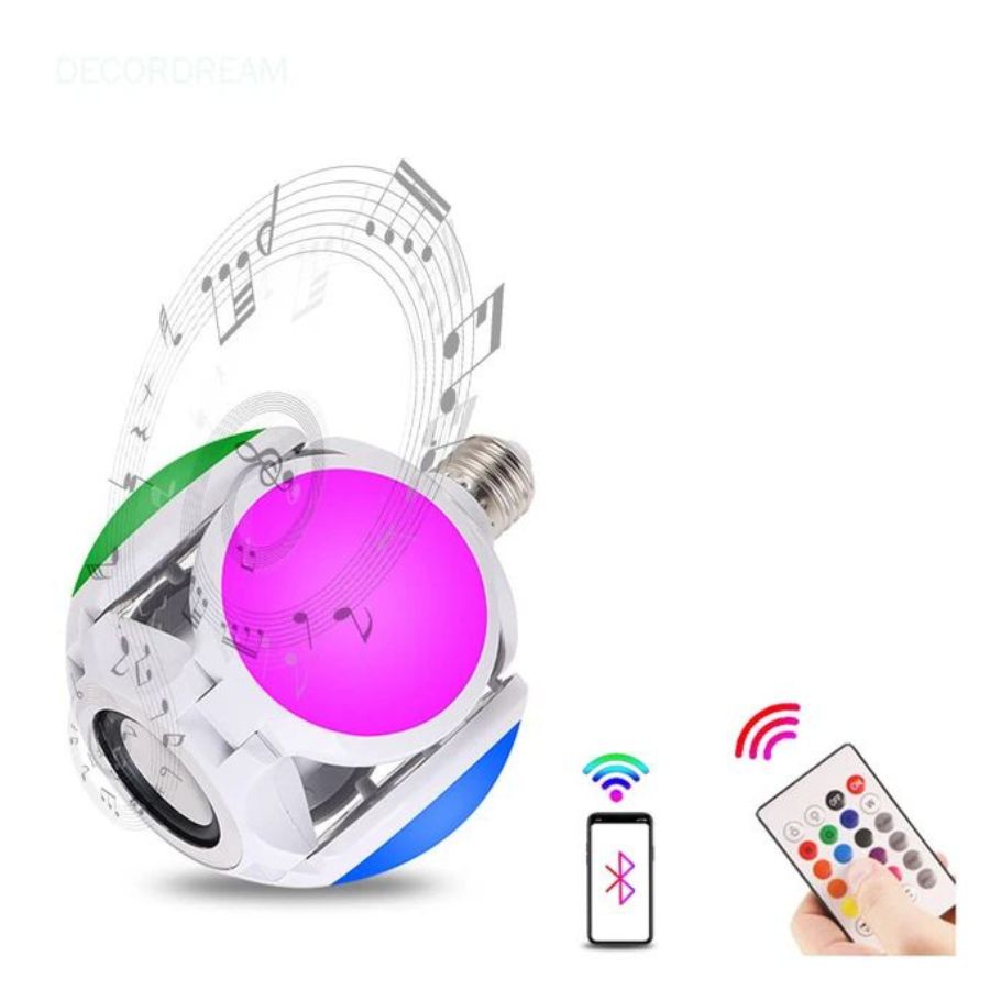 AMPOLLETA PARLANTE BLUETOOTH CLICK VENTAS 4 ASPAS CON LUCES LED Y CONTROL - 3