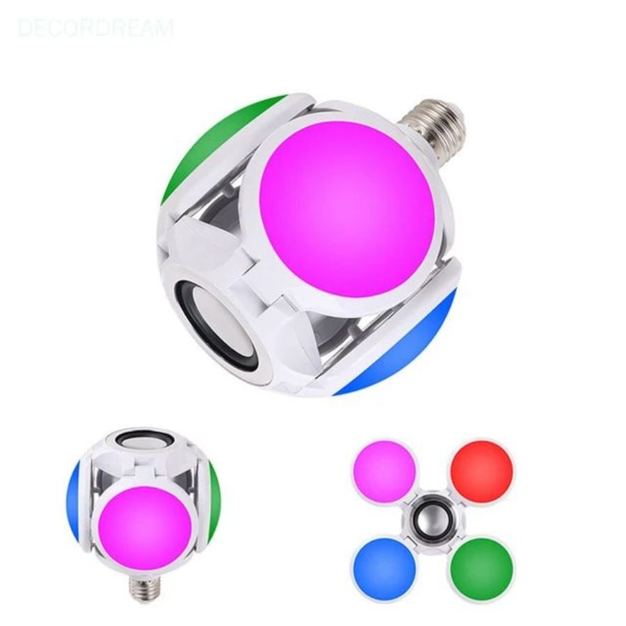 AMPOLLETA PARLANTE BLUETOOTH CLICK VENTAS 4 ASPAS CON LUCES LED Y CONTROL - 4