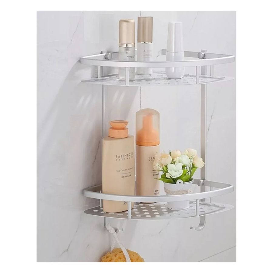 REPISA CLICK VENTAS MURAL ESQUINERO BAÑO DUCHA 2 NIVELES ALUMINIO - 2