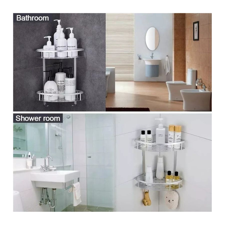 REPISA CLICK VENTAS MURAL ESQUINERO BAÑO DUCHA 2 NIVELES ALUMINIO - 4