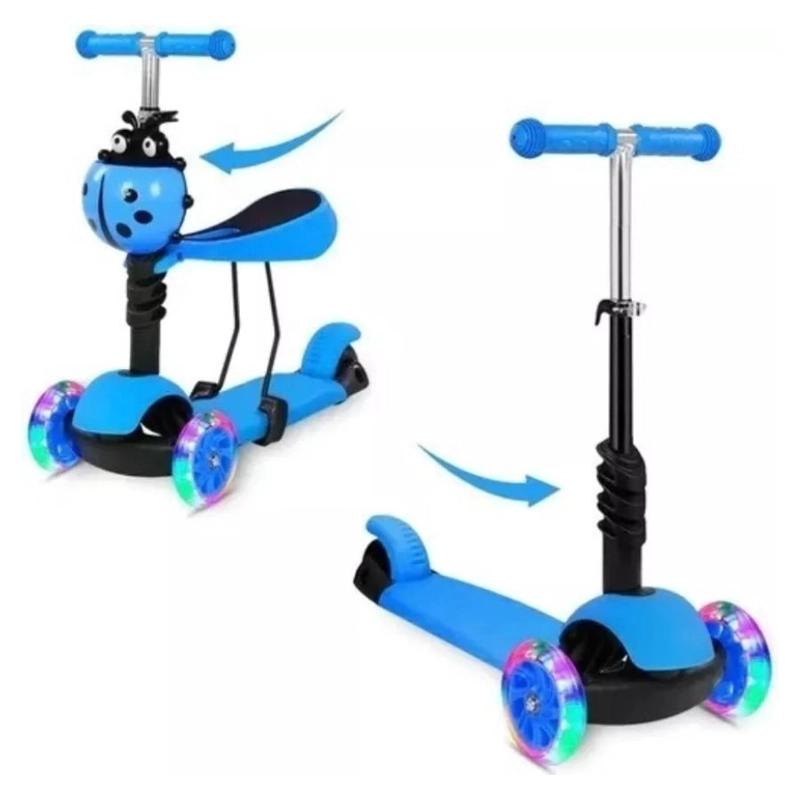 SCOOTER CLICK VENTAS MONOPATÍN 3 EN 1 AJUSTABLE NIÑO CHINITA AZUL - 2