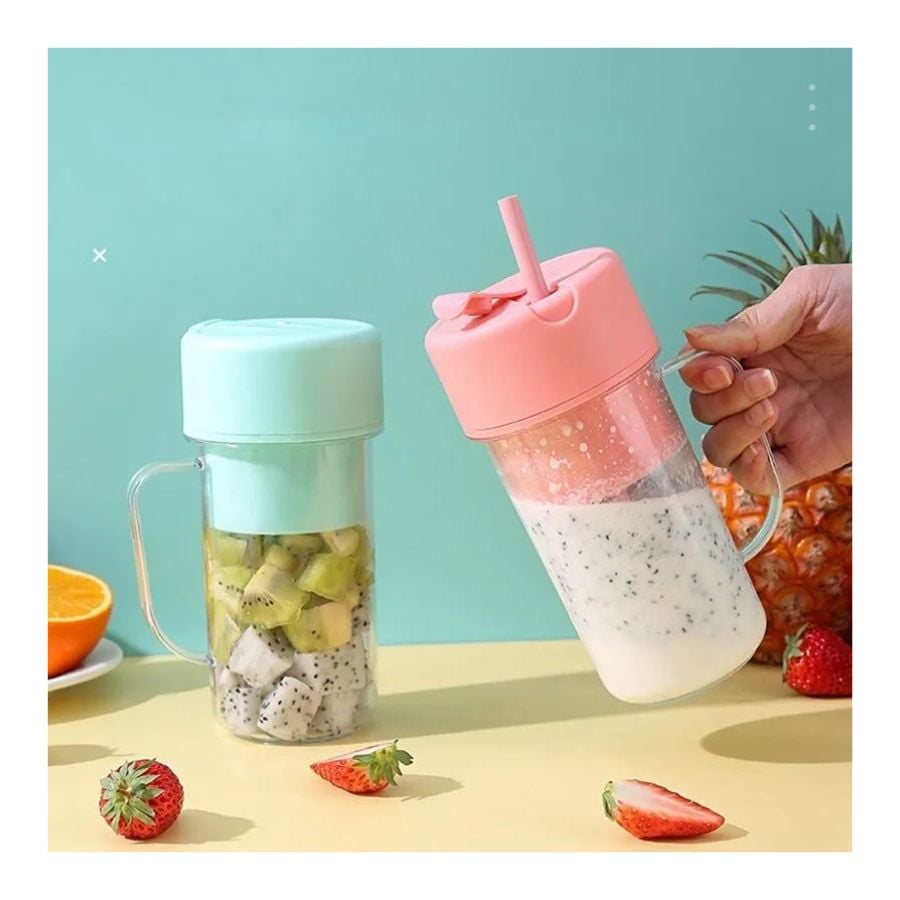 VASO BOTELLA LICUADORA CLICK VENTAS RECARGABLE JUGUERA BATIDORA PORTATIL ROSADO - 2