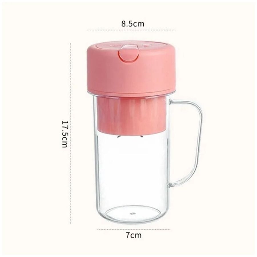 VASO BOTELLA LICUADORA CLICK VENTAS RECARGABLE JUGUERA BATIDORA PORTATIL ROSADO - 3