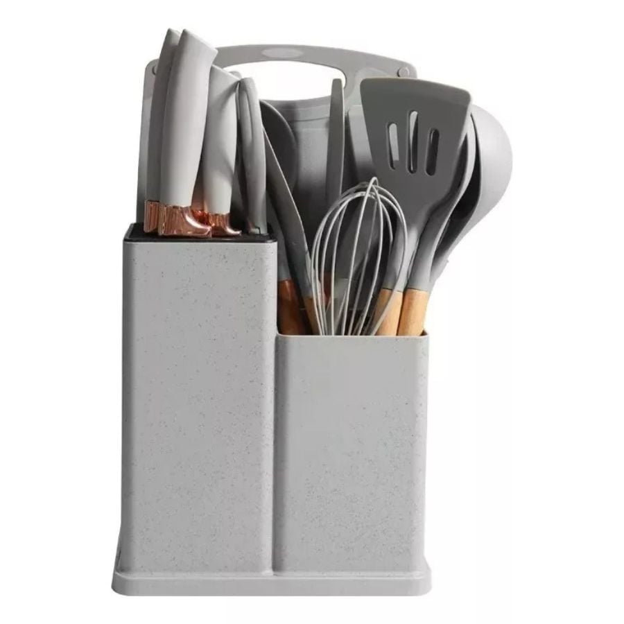 PACK DE UTENSILIOS DE COCINA DE SILICONA GRIS - 1
