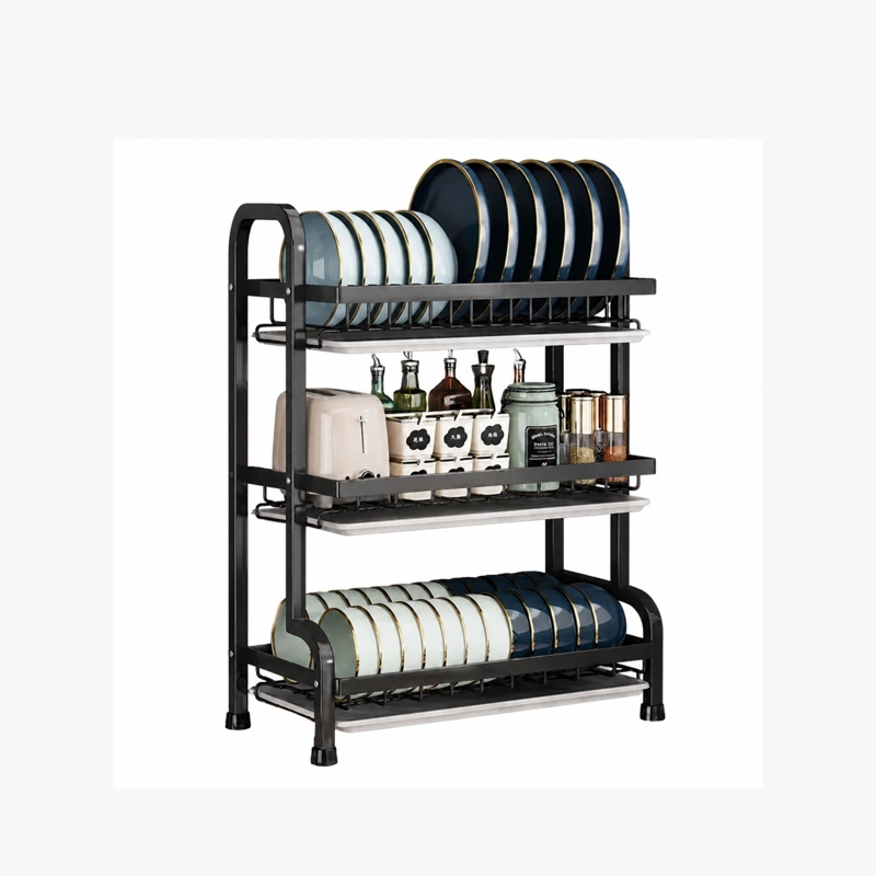 SECADOR ESCURRIDOR DE LOZA PLATOS 3 NIVELES ACERO INOXIDABLE - 1