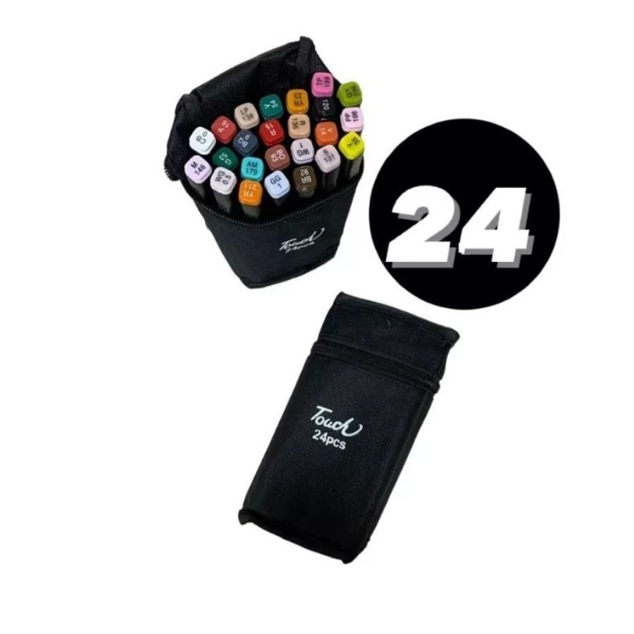 SET DE MARCADORES CLICK VENTAS X24 COLORES DOBLE PUNTA FINA Y GRUESA - 1