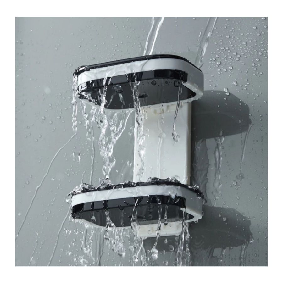 SOPORTE CLICK VENTAS PARED PORTA JABON AUTOADHESIVO DOBLE ORGANIZADOR BAÑO - 3
