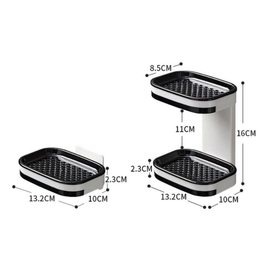 SOPORTE CLICK VENTAS PARED PORTA JABON AUTOADHESIVO DOBLE ORGANIZADOR BAÑO - 4