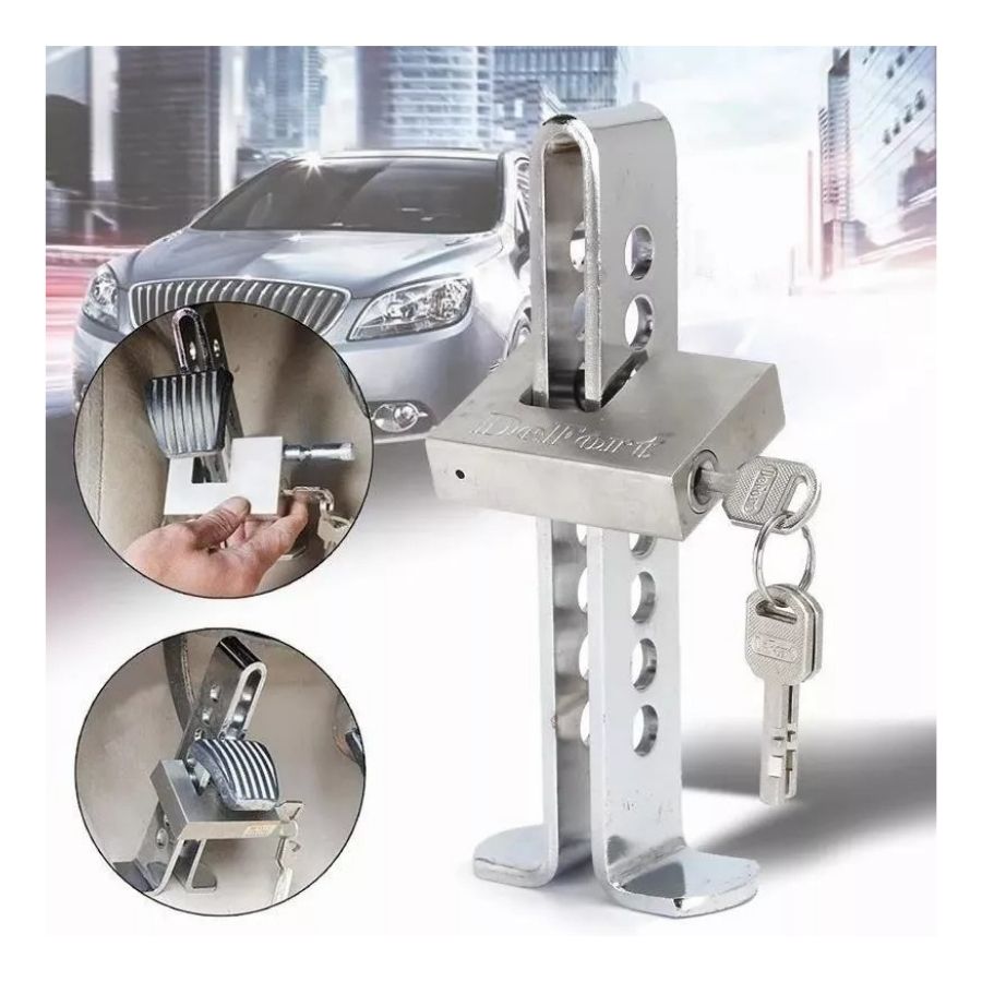 TRABA PEDAL CLICK VENTAS PARA AUTOS CANDADO LLAVE ANTIRROBO SEGURIDAD - 3