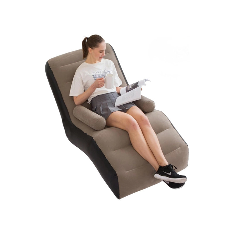 SOFA SILLON SILLA PUFF INFLABLE APOYA BRAZOS BOMBA MANUAL CAFÉ - 1