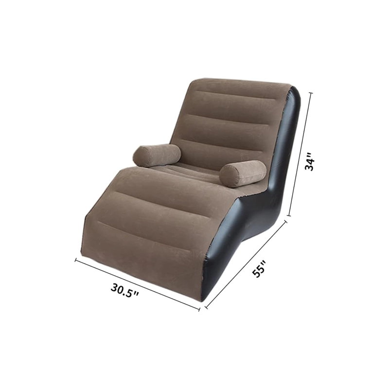 SOFA SILLON SILLA PUFF INFLABLE APOYA BRAZOS BOMBA MANUAL CAFÉ - 3