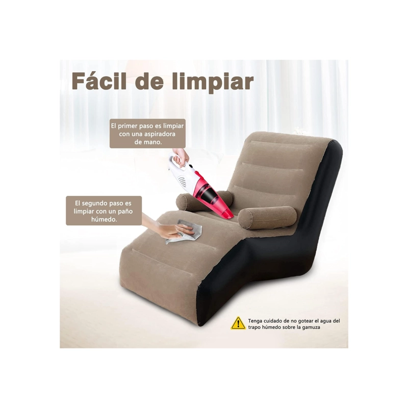 SOFA SILLON SILLA PUFF INFLABLE APOYA BRAZOS BOMBA MANUAL CAFÉ - 7