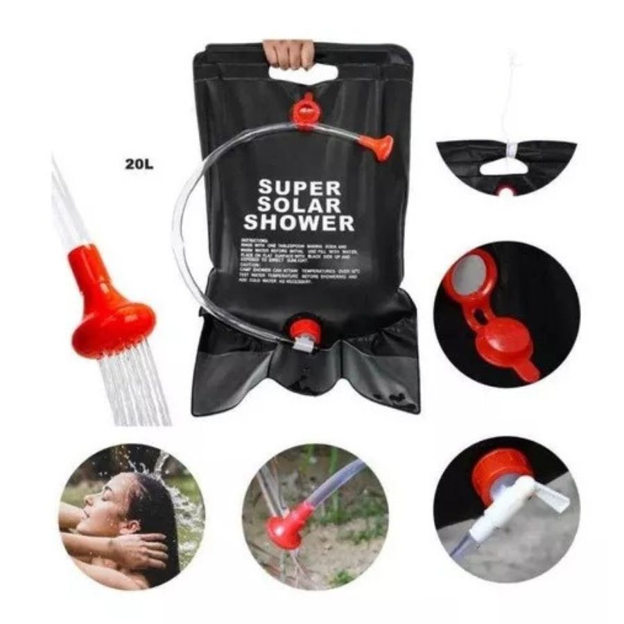 DUCHA SOLAR CLICK VENTAS PVC PORTATIL CAMPING OUTDOOR ACAMPAR AIRE LIBRE 20L - 3