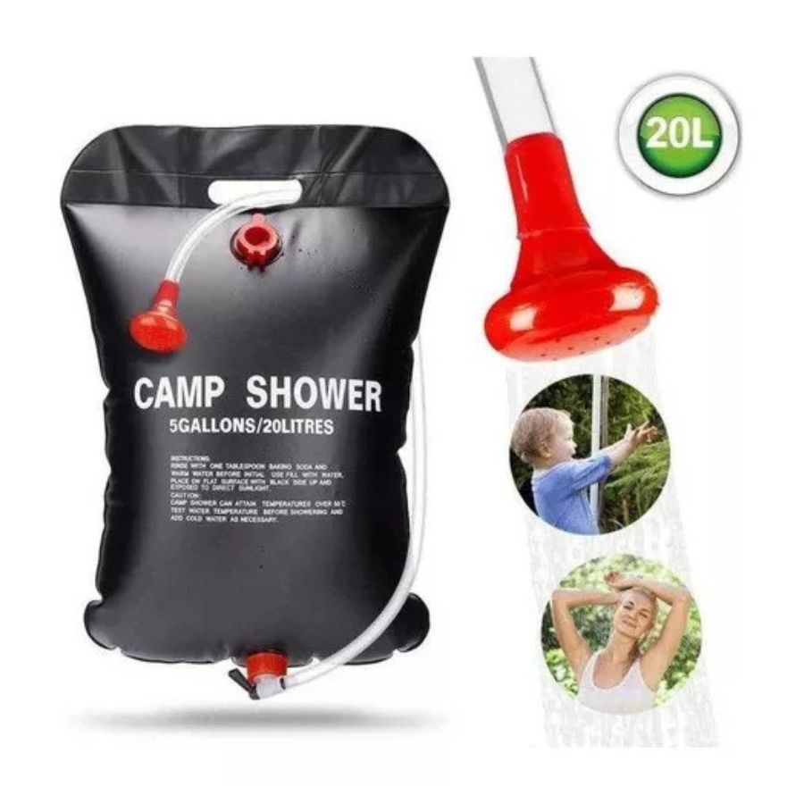 DUCHA SOLAR CLICK VENTAS PVC PORTATIL CAMPING OUTDOOR ACAMPAR AIRE LIBRE 20L - 5