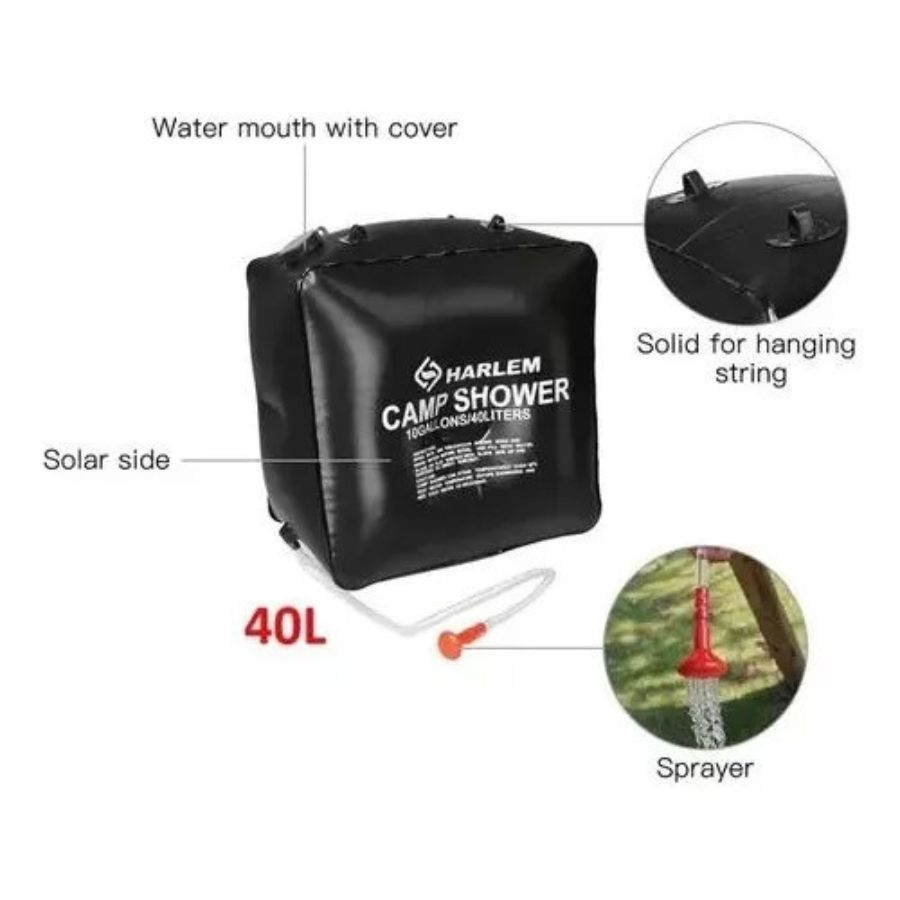 DUCHA SOLAR CLICK VENTAS PVC PORTATIL CAMPING OUTDOOR ACAMPAR AIRE LIBRE 40L - 4