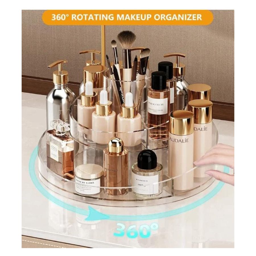 ORGANIZADOR DE MAQUILLAJE GIRATORIA 360 2 NIVELES - 5