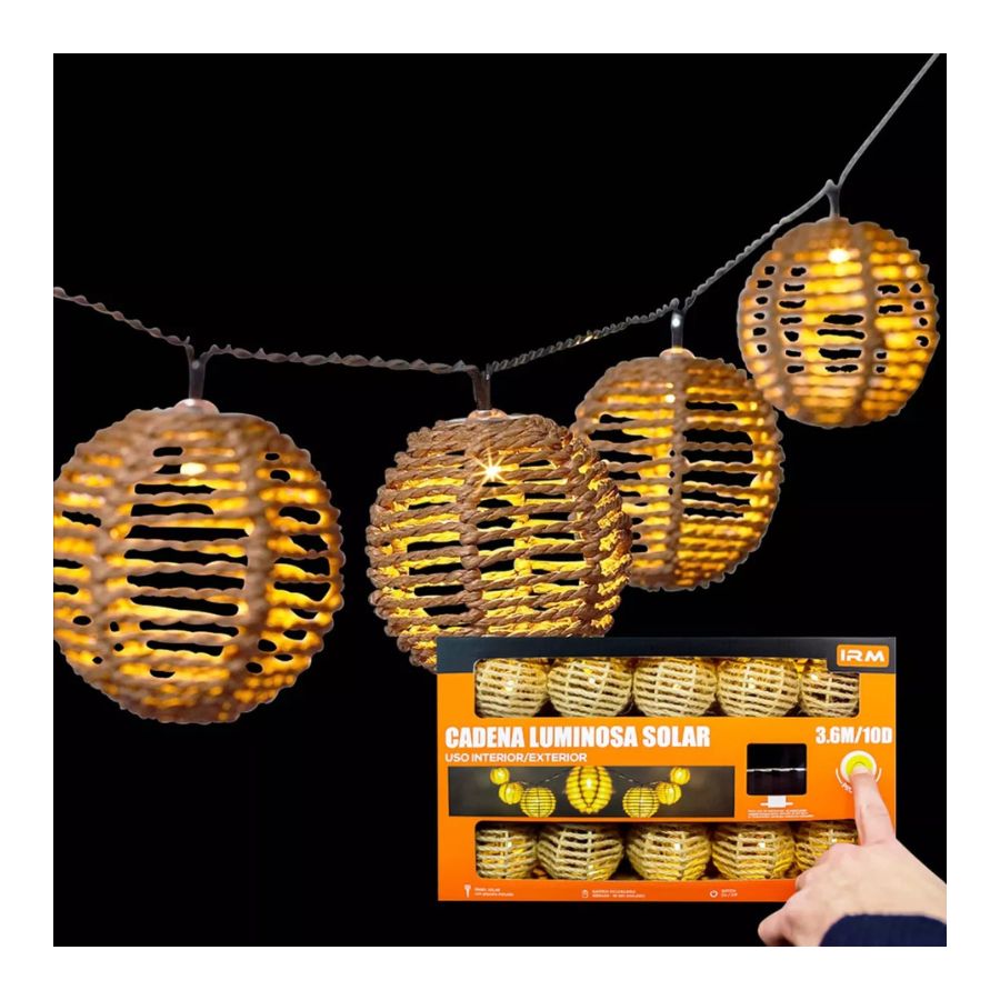GUIRNALDA CLICK VENTAS CARGA SOLAR 3.6 METROS CON 10 LUCES CÁLIDO - 4