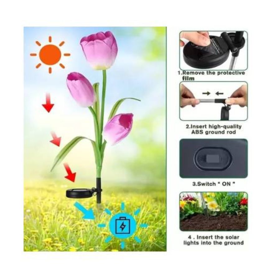 ESTACA LED CLICK VENTAS TULIPAN AZUL ARTIFICIAL SOLAR - 4