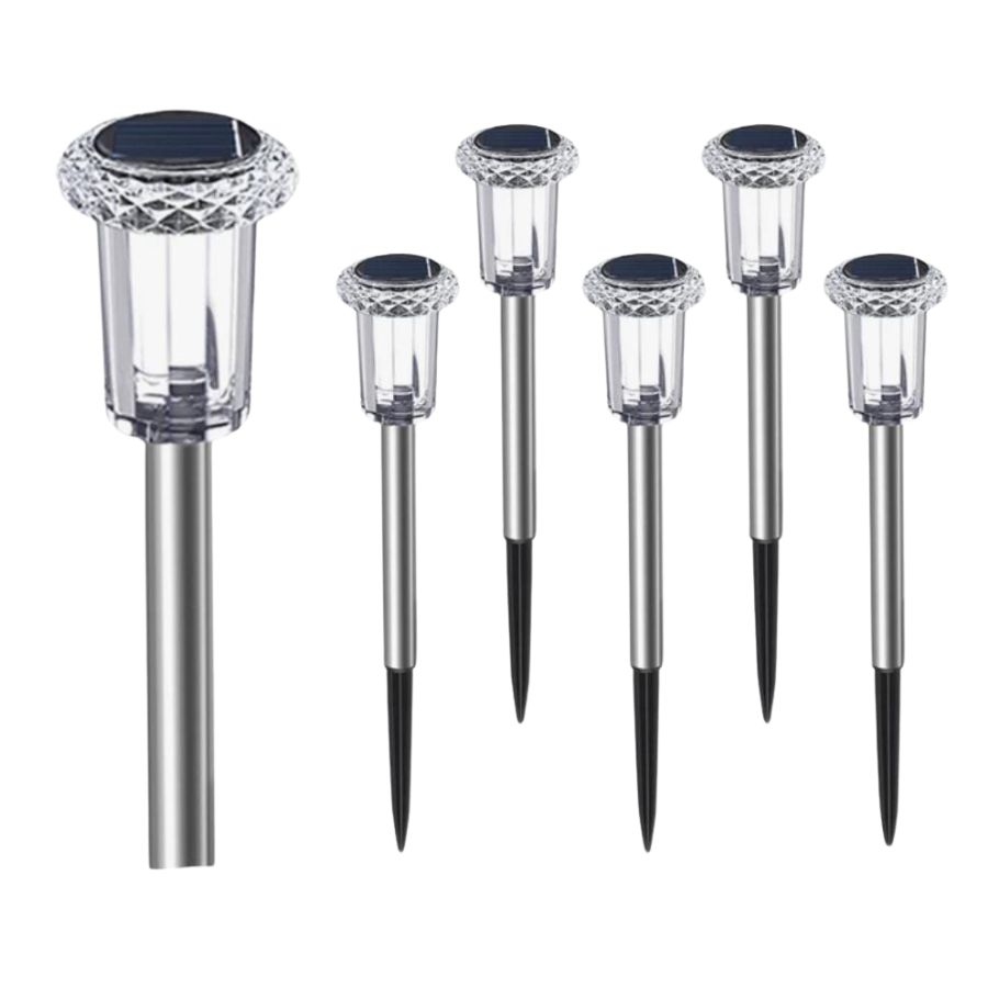 SET CLICK VENTAS DE LUCES PARA CAMINO ACERO INOX 6PCS - 1