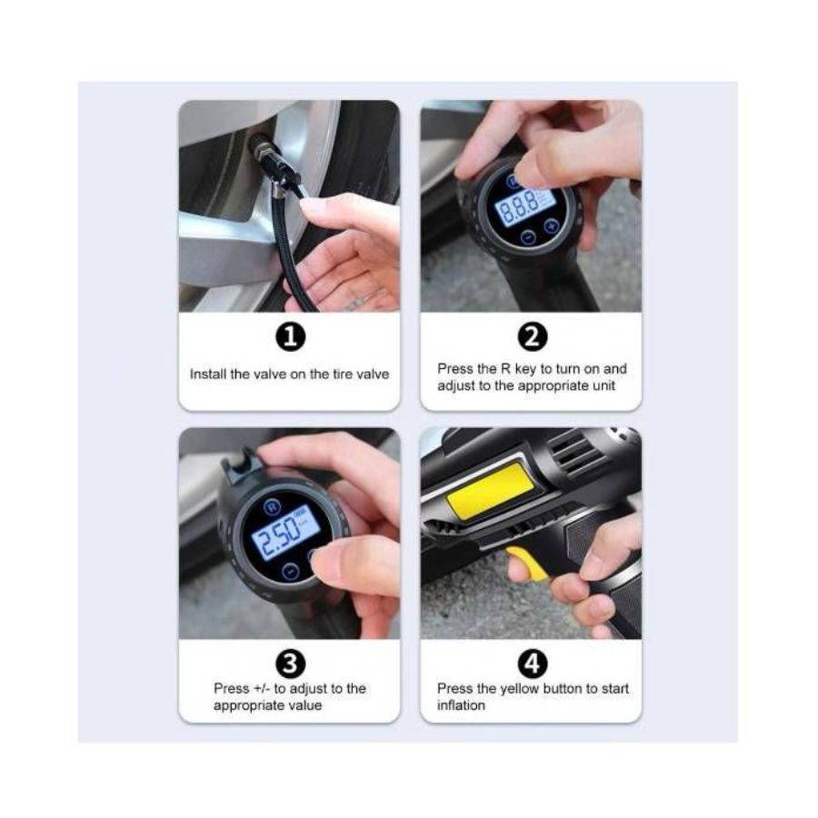 COMPRESOR DE AIRE PORTÁTIL PARA NEUMÁTICOS 12V - 4