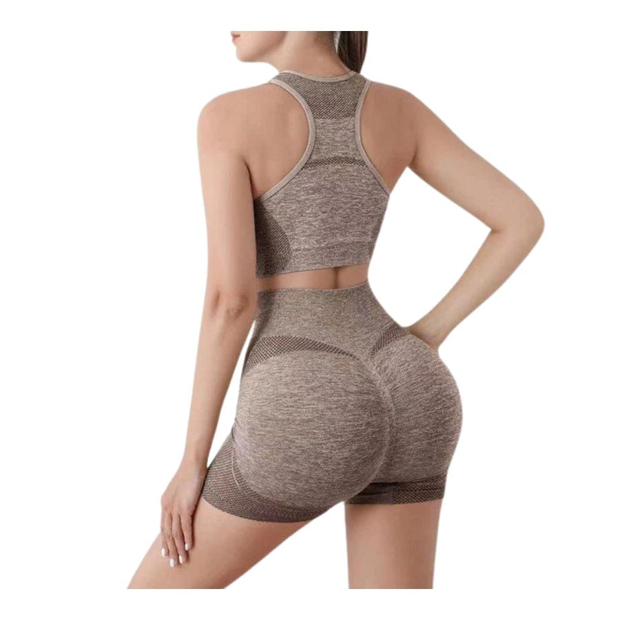 CONJUNTO DEPORTIVO MUJER GYM YOGA SHORT CAFÉ - 2