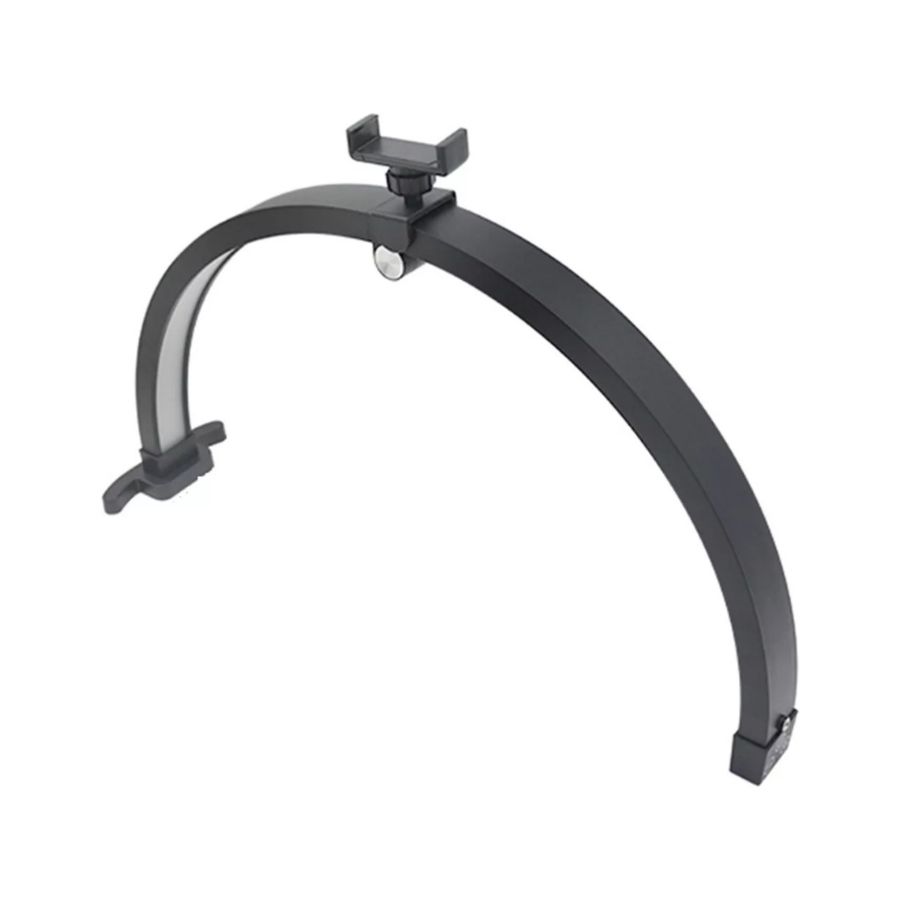 LAMPARA DE MESA LED MEDIA LUNA CON SOPORTE CELULAR NEGRA - 1