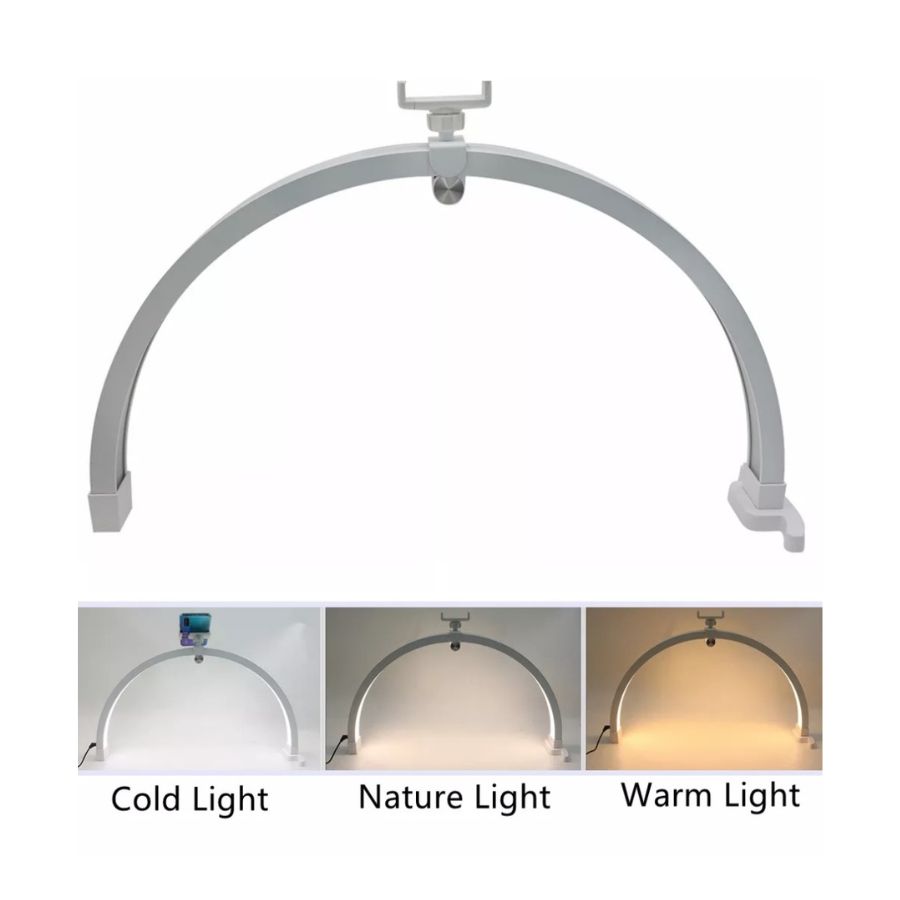 LAMPARA DE MESA LED MEDIA LUNA CON SOPORTE CELULAR NEGRA - 4