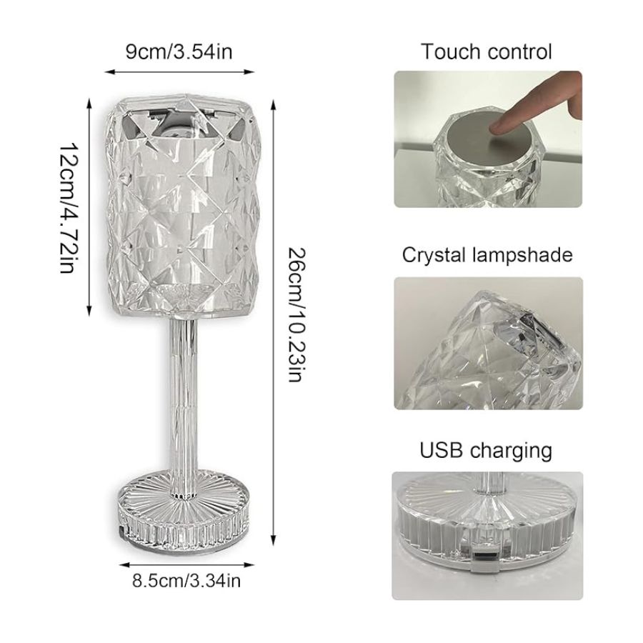 LÁMPARA MESA LED RECARGABLE USB CRISTAL TOUCH RGB - 3