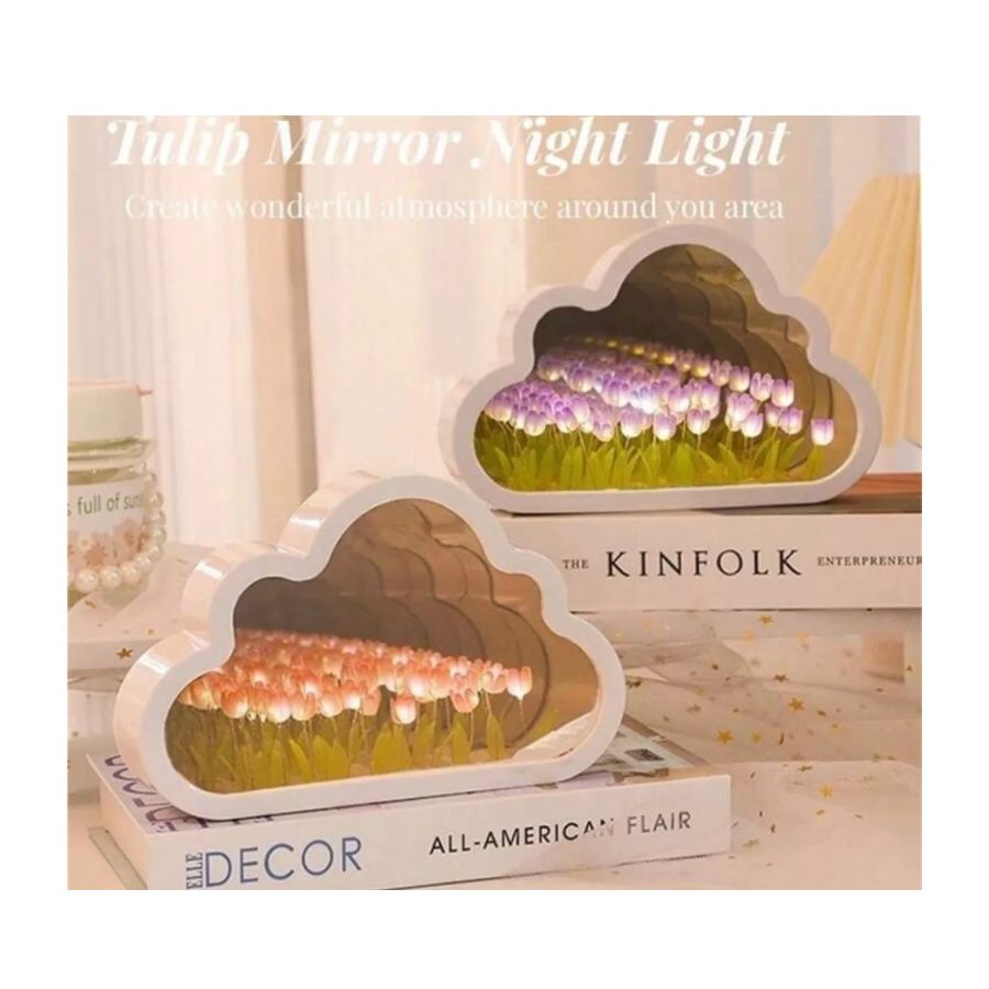 LÁMPARA DE TULIPANES ESPEJO DE MESA DECORACIÓN LED - 3