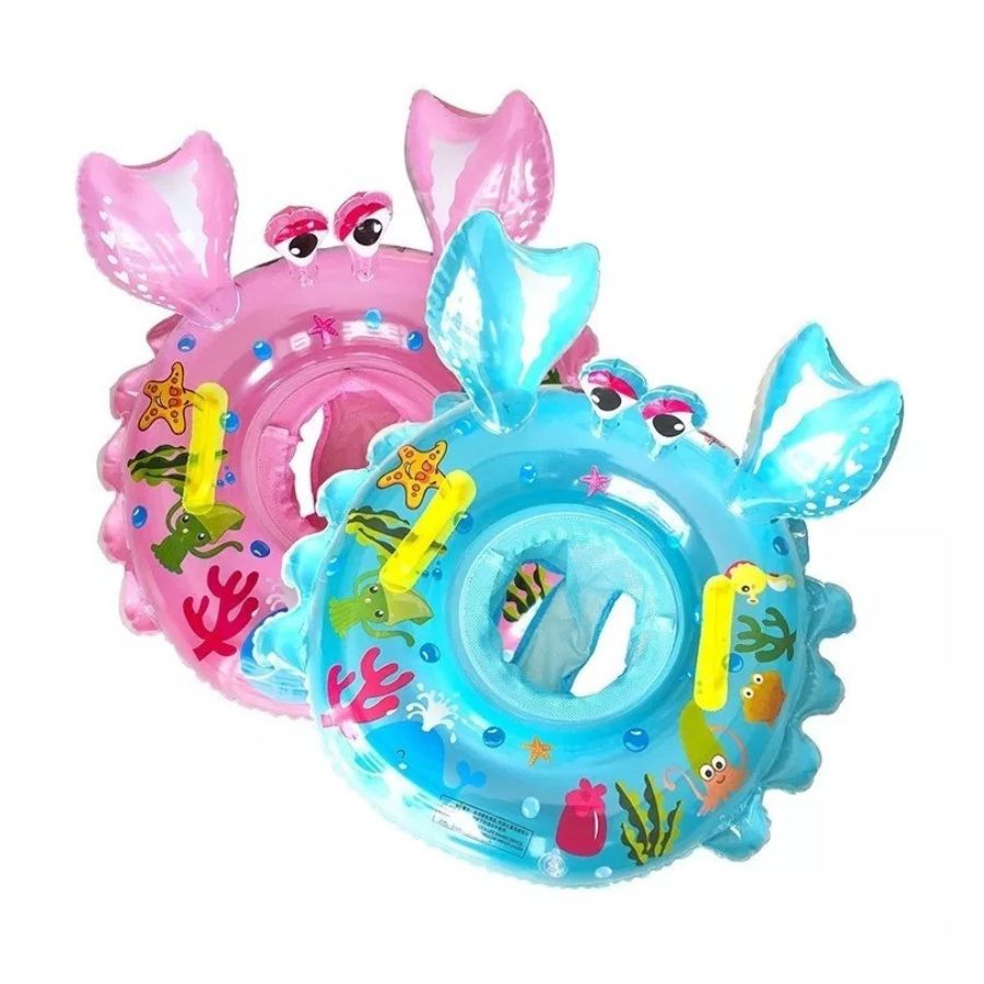 FLOTADOR INFLABLE BEBES DE PISCINA PLAYA DISEÑO CANGREJO AZUL - 1