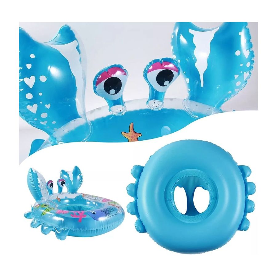 FLOTADOR INFLABLE BEBES DE PISCINA PLAYA DISEÑO CANGREJO AZUL - 2