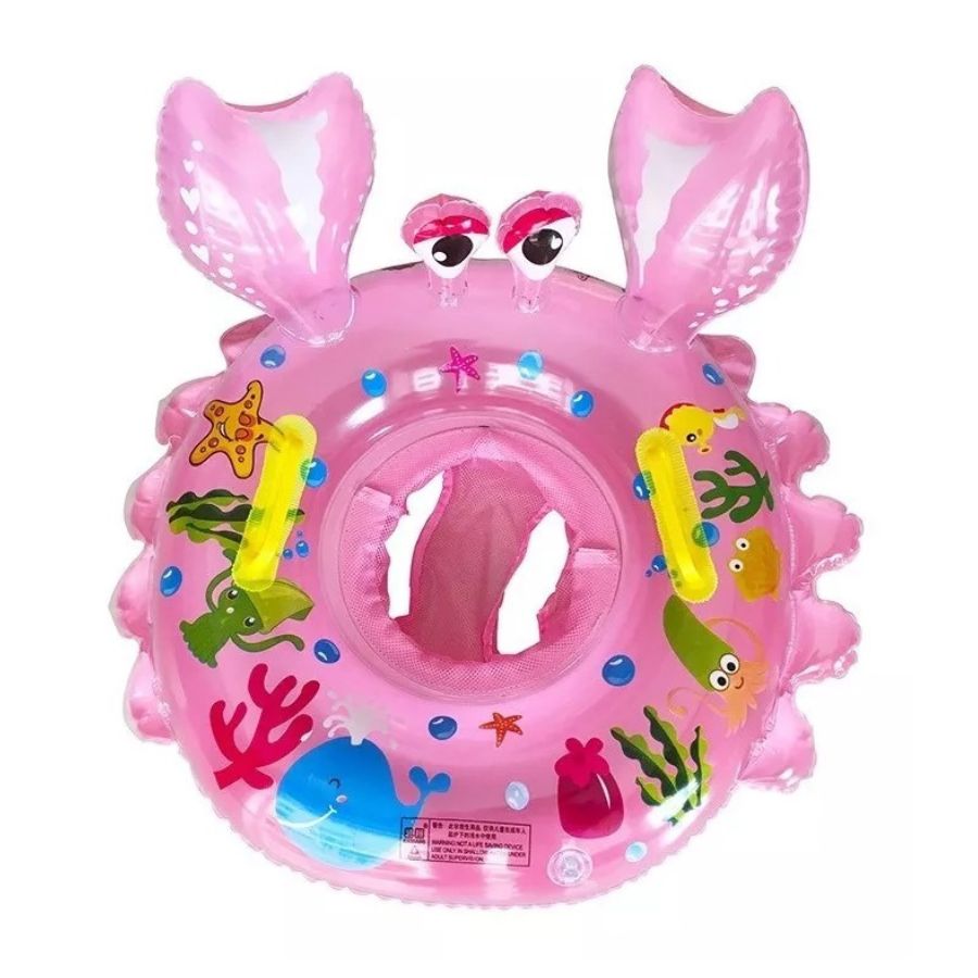 FLOTADOR INFLABLE BEBES DE PISCINA PLAYA DISEÑO CANGREJO ROSA - 1