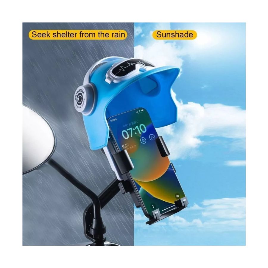 SOPORTE CELULAR MOTO CON CASCO IMPERMEABLE PARASOL Y LLUVIA - 5
