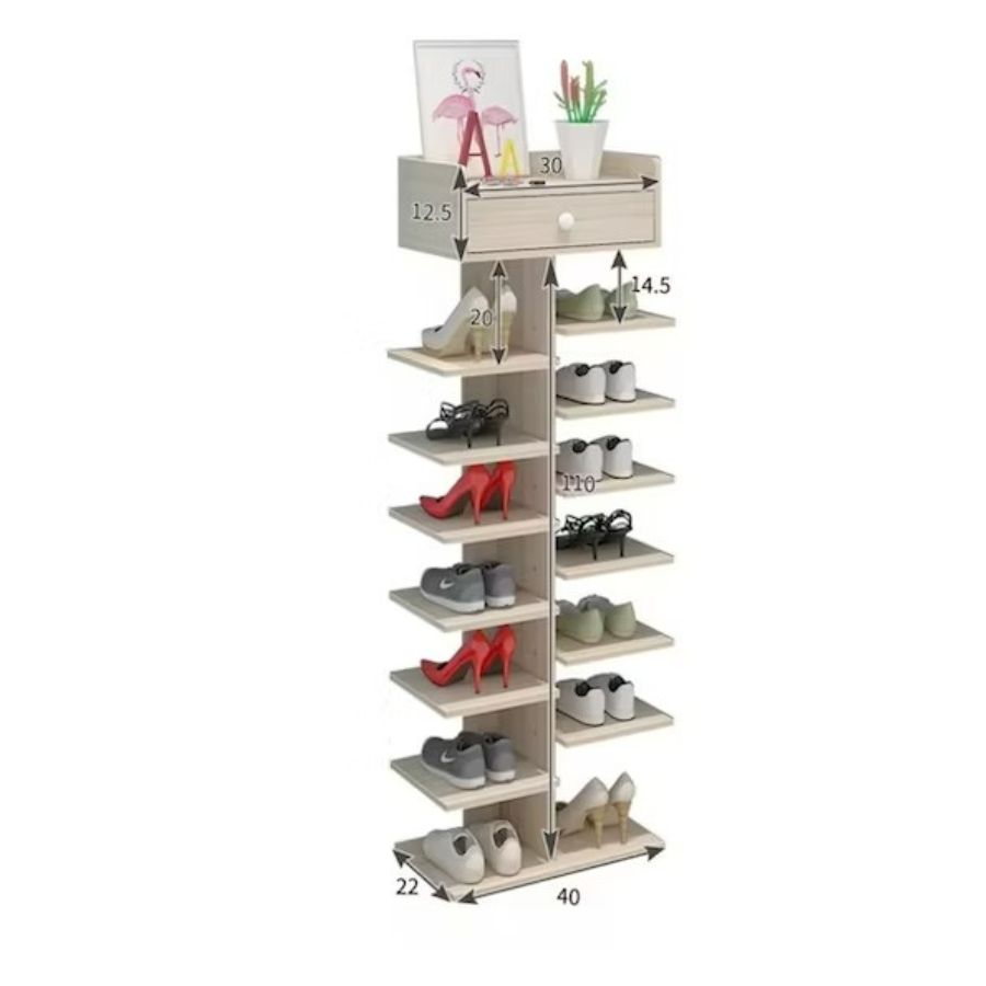 ZAPATERO ORGANIZADOR ESTANTE ZAPATOS 14 PCS HALL ARMARIO MADERA CLARA - 1