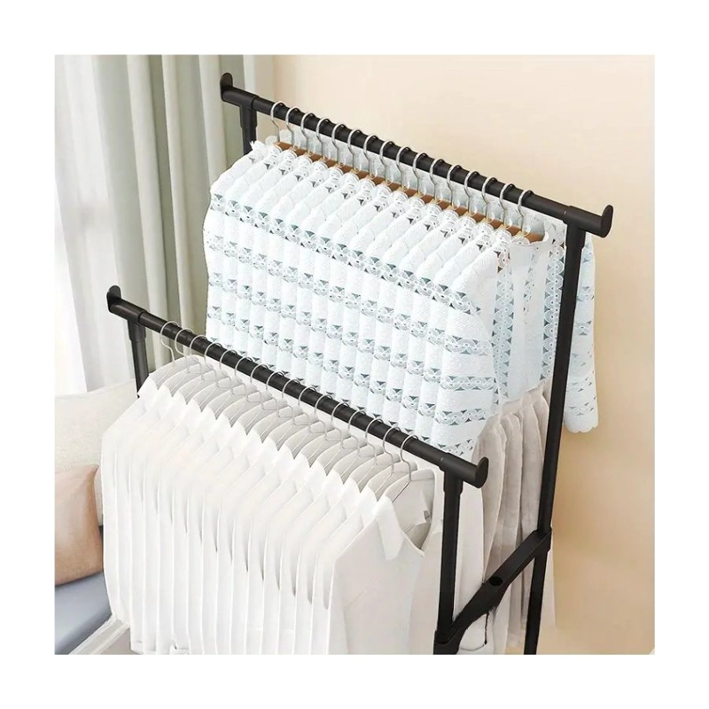 COLGADOR CLICK VENTAS ROPA METÁLICO DOBLE BARRA CON RUEDAS PERCHERO - 4