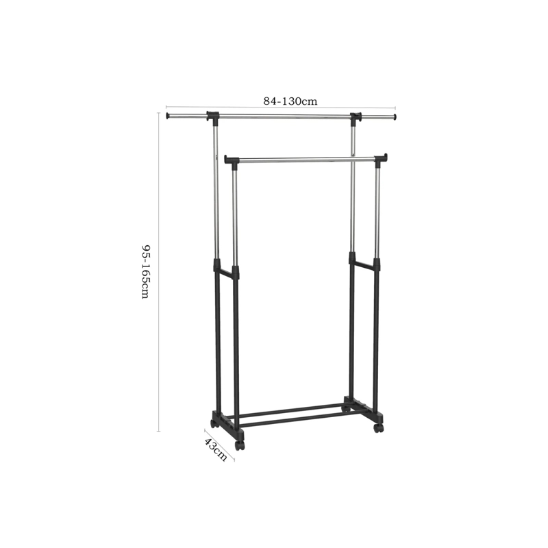 COLGADOR CLICK VENTAS ROPA METÁLICO DOBLE BARRA CON RUEDAS PERCHERO - 6