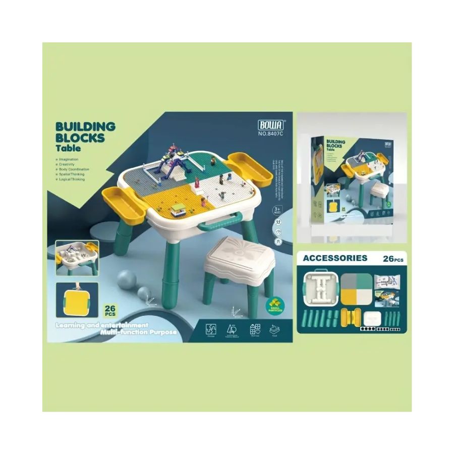 BLOQUES DE CONSTRUCCION ENSAMBLADOS MESA Y SILLA NIÑOS - 2