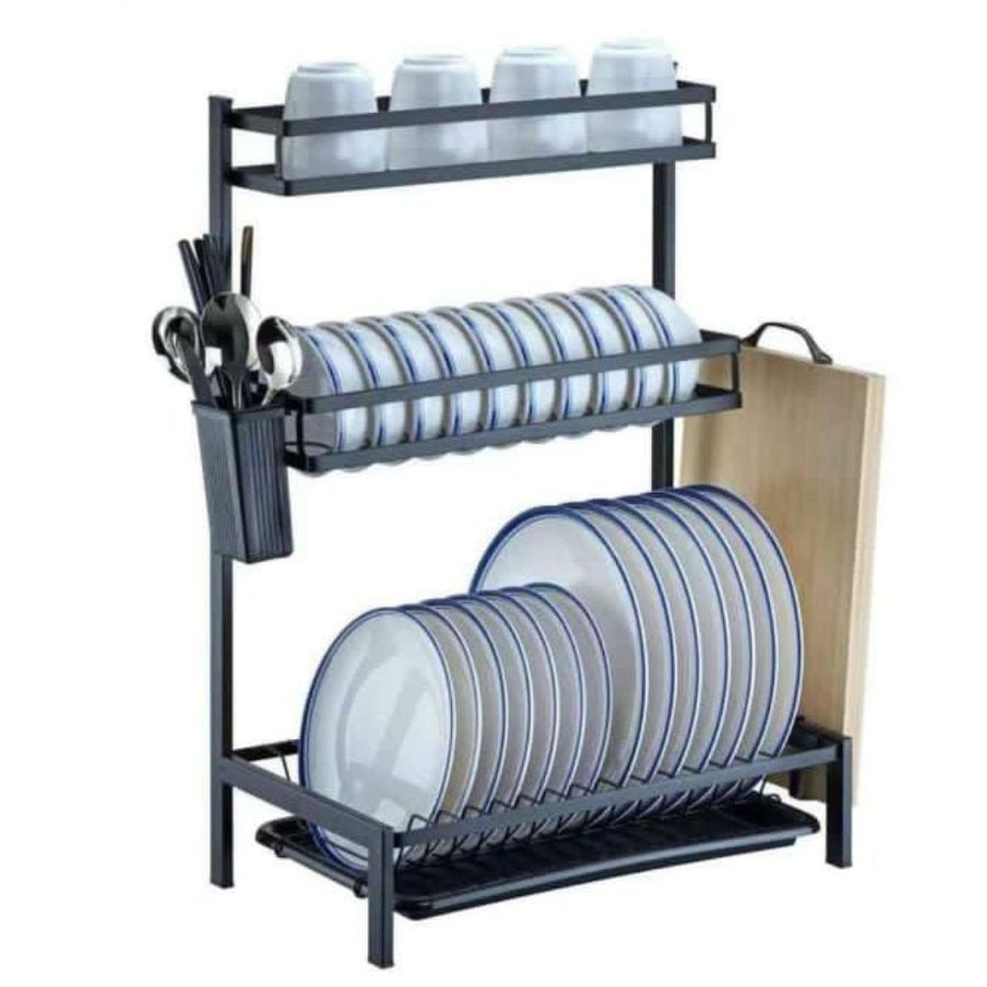 SECADOR ESCURRIDOR DE LOZA PLATOS 3 NIVELES ACERO INOXIDABLE - 1