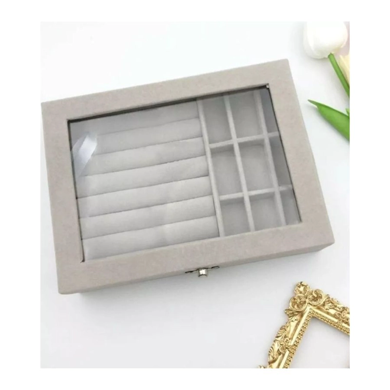 CAJA DE ALMACENAMIENTO JOYERIA CAJA ANILLOS CON BOTON - 2