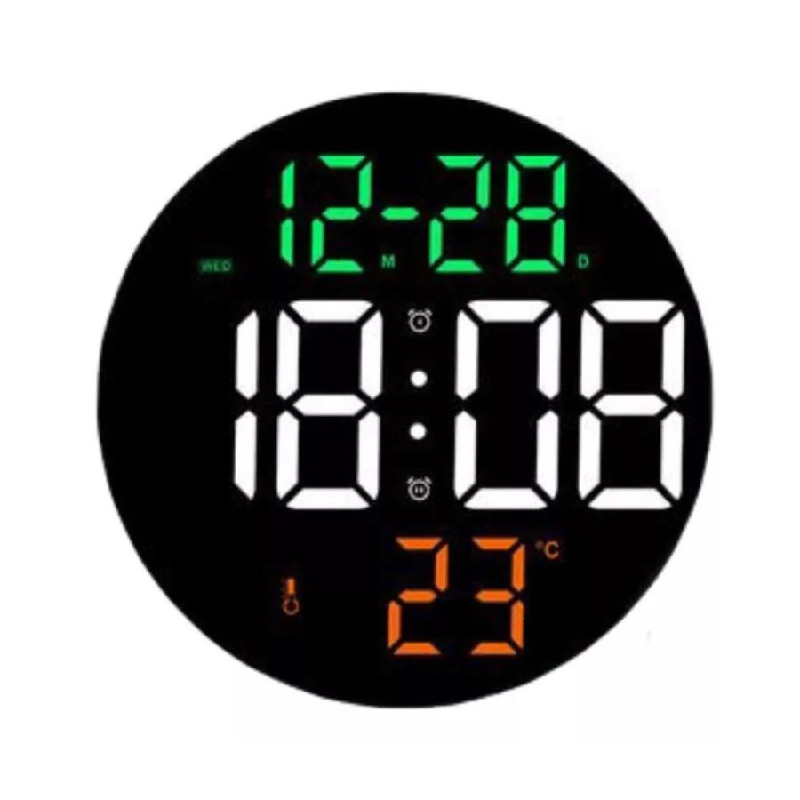 RELOJ DE PARED DIGITAL REDONDO LED GRANDE CONTROL REMOTO 9P - 4